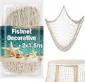 Decorative Fish Net 1.5x2m - Nautical Wall Hanging & Party Decor