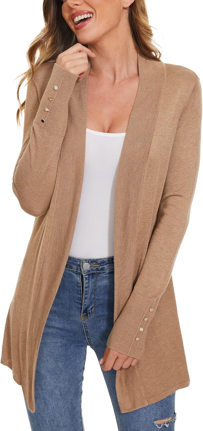 Dressy Casual Long Sleeve Open Front Knit Cardigan for Women