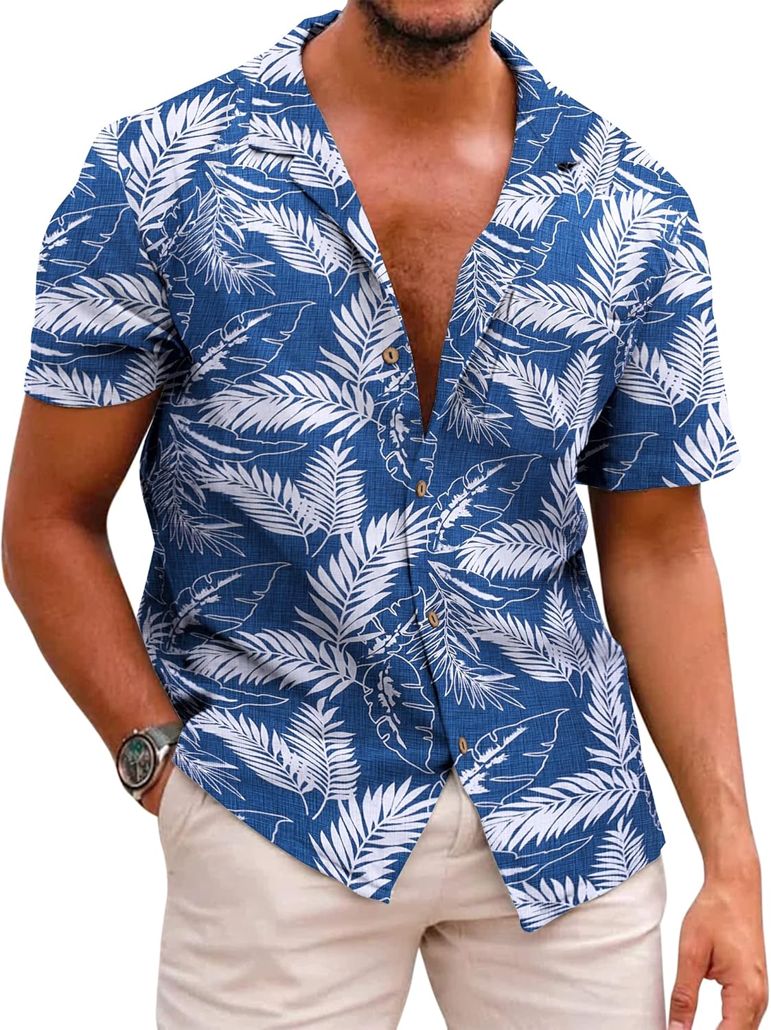 COOFANDY Mens Hawaiian Shirt Short Sleeve Casual Floral Style