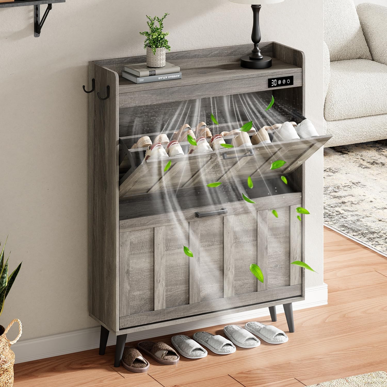 ChooChoo Shoe Storage Cabinet with Deodorizer for Entryway