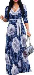 PinkPatty Plus Size Maxi Dress V-Neck 3/4 Sleeve - Flowy Fit