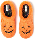 Dearfoams Unisex Spooky Fuzzy Pumpkin Slippers for Halloween Fun