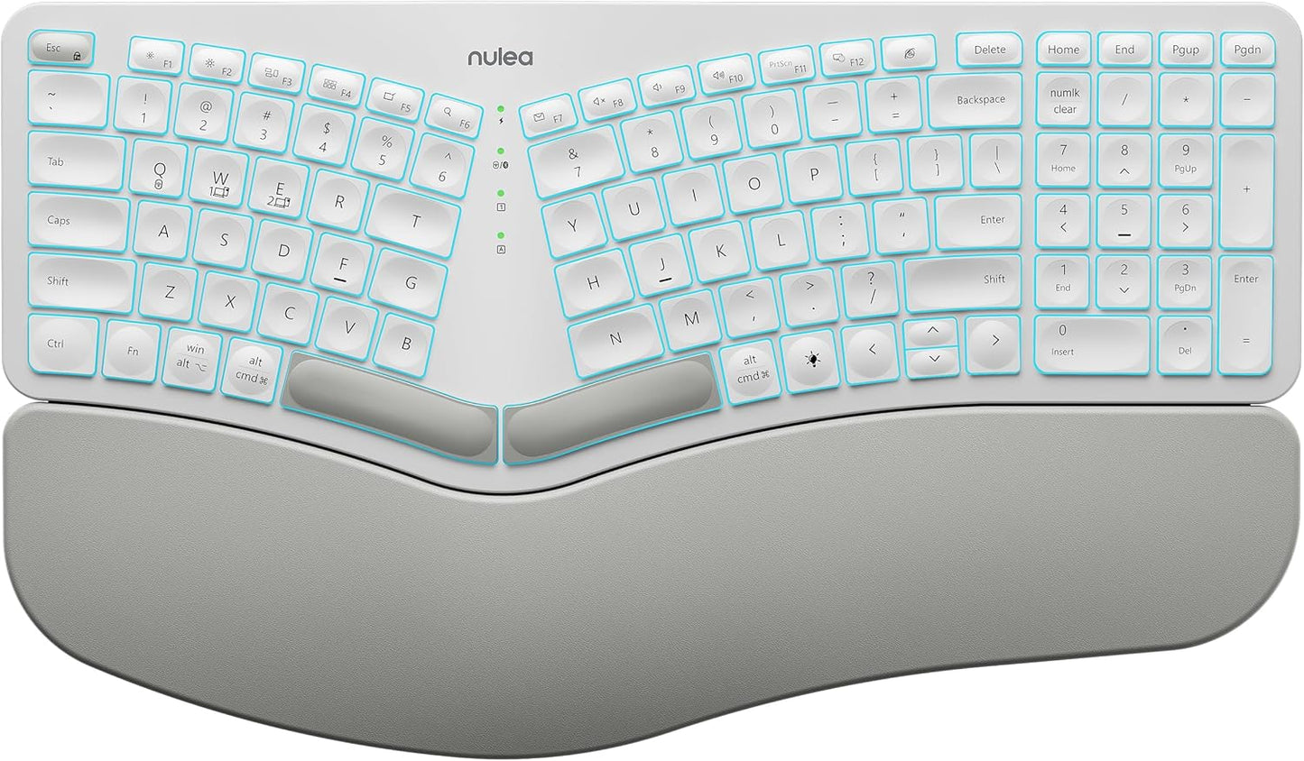 Nulea Ergonomic Split Keyboard, Wireless with Wrist Rest