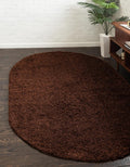 Unique Loom Solid Shag Area Rug Oval 3 ft 3 in x 5 ft 3 in - Cozy Feel