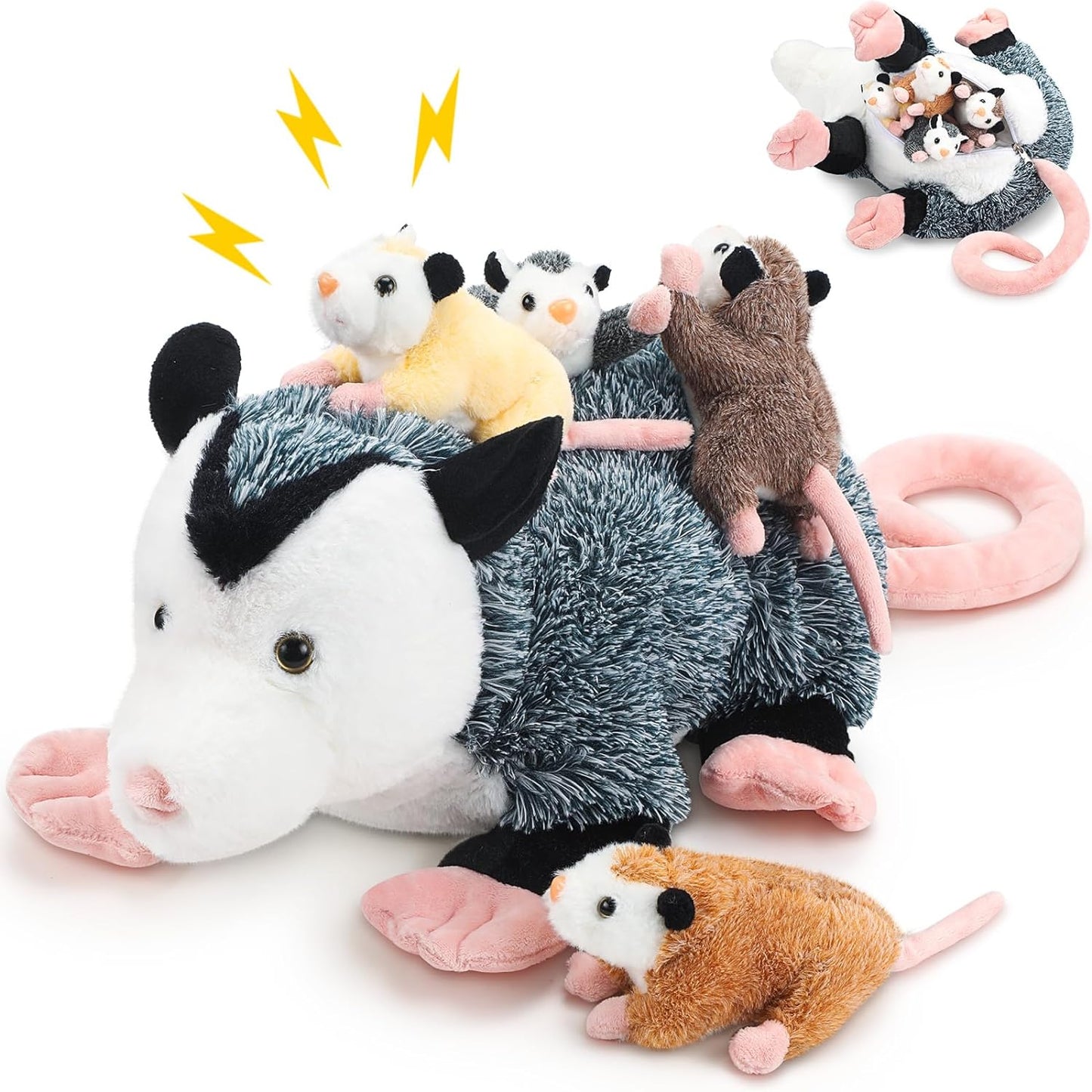 5 Pcs Stuffed Opossum Plush Family with Magnetic Attraction Design