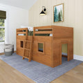 Modern Farmhouse Twin Low Loft Bed with Two Windows - Solid Wood