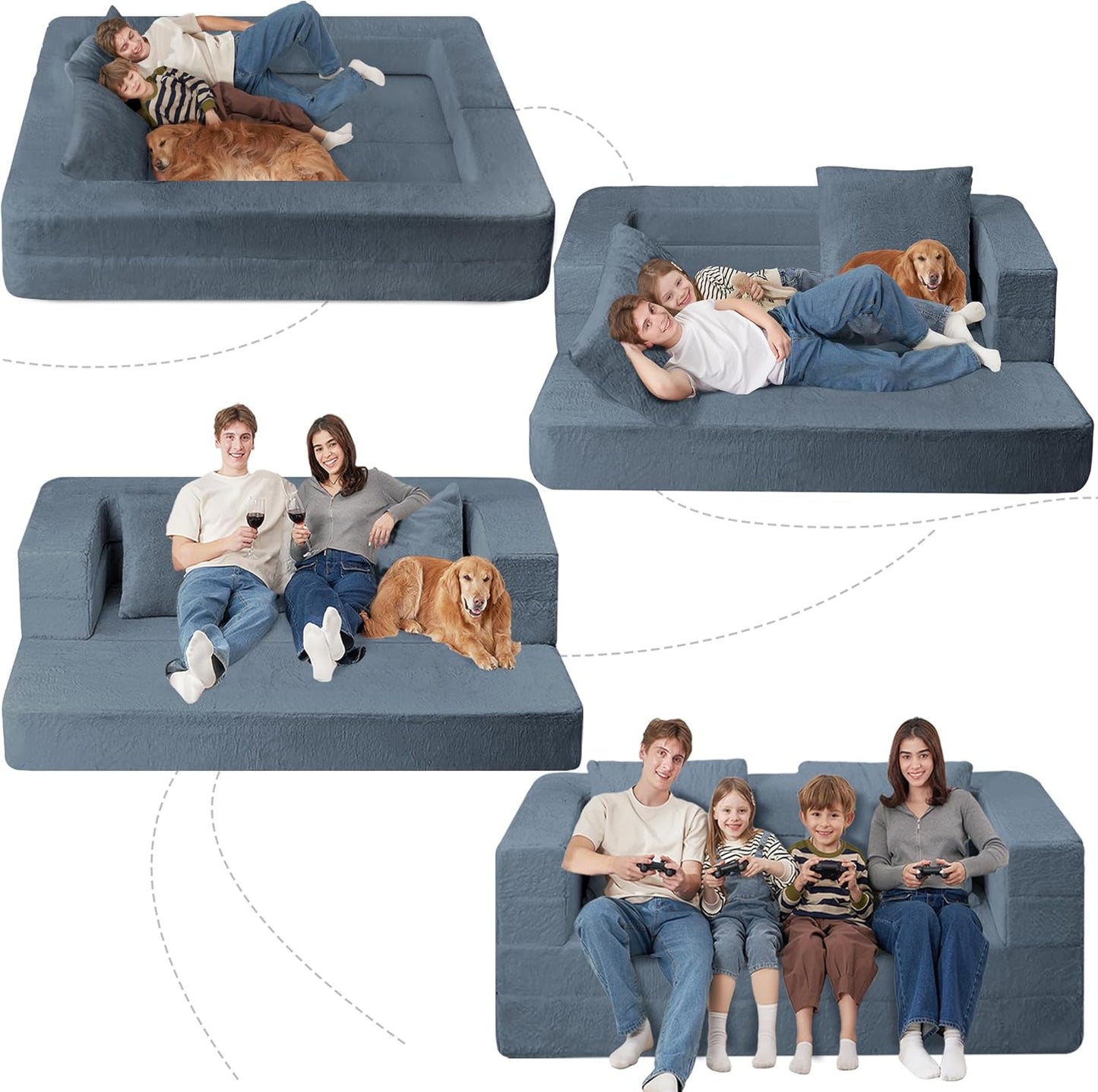 Versatile Bean Bag Sofa Bed - Ultimate Comfort in Blue Gray