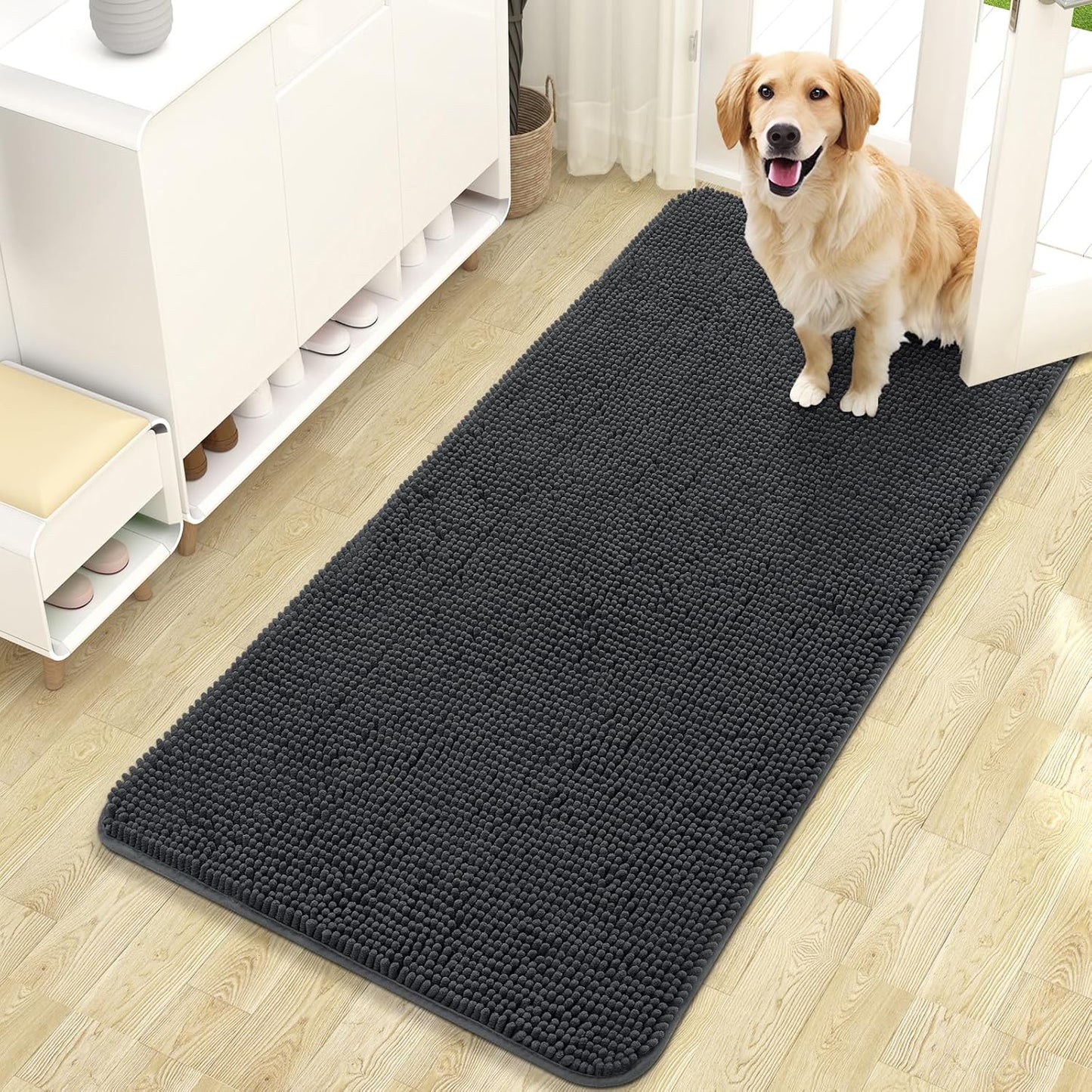 OLANLY Dog Door Mat for Muddy Paws - Absorbent Chenille Mat