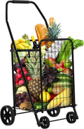 Folding Shopping Cart with Wheels - Compact Foldable Grocery Cart