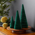 Emerald Velvet Cones Set of 3 - Warm, Sophisticated Mantel Decor