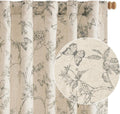 Lined Linen Farmhouse Grey Floral Curtains 63 in - Light Filtering