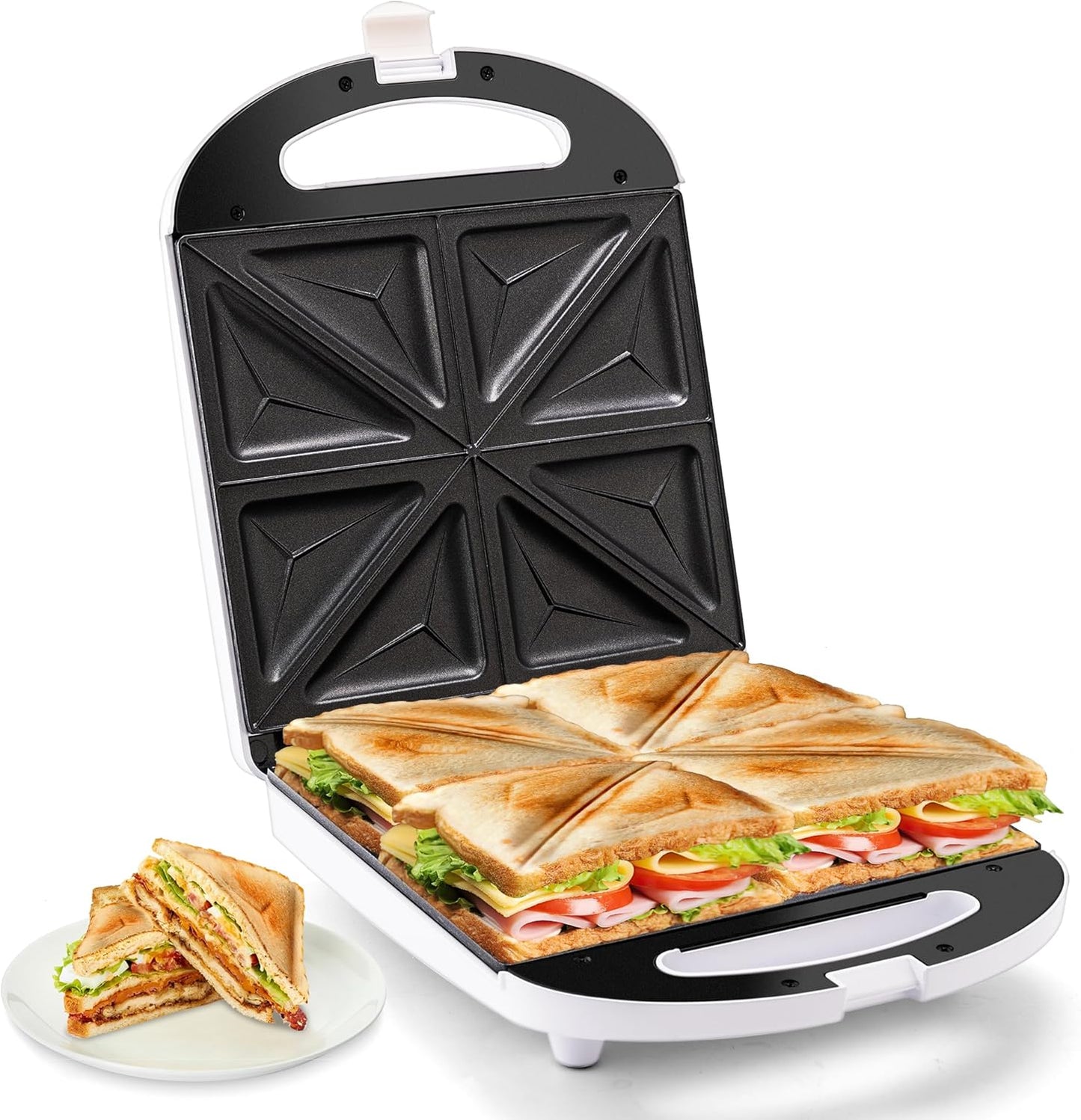 Pukomc 4-Slice Breakfast Sandwich Maker: Non-Stick, Easy Clean
