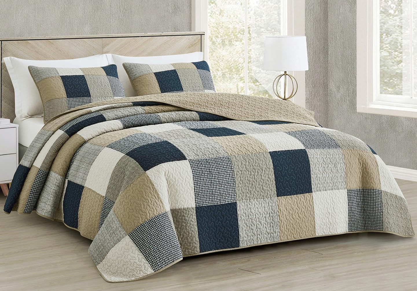 Chezmoi Collection Samuel 3-Piece Quilt Set for All Seasons