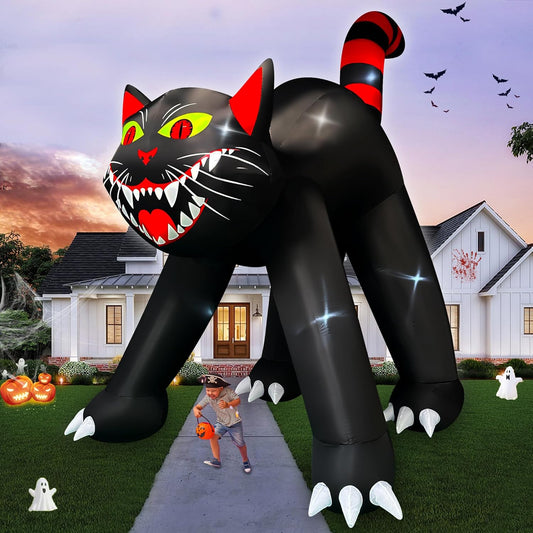 14 Ft Giant Halloween Inflatable Black Cat Decoration for Parties