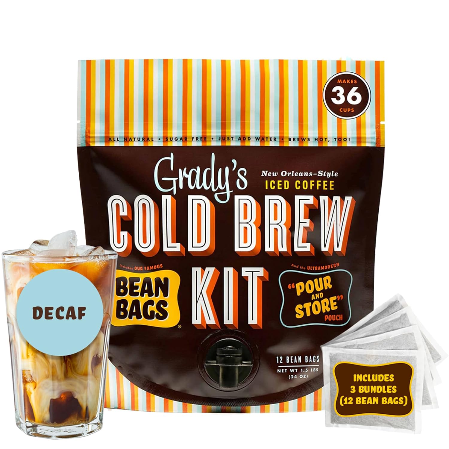 Grady's Cold Brew Decaf - New Orleans Style Coffee Pouches