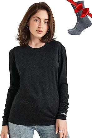 Merino Wool Base Layer Women 100% Merino Wool Thermal Shirt