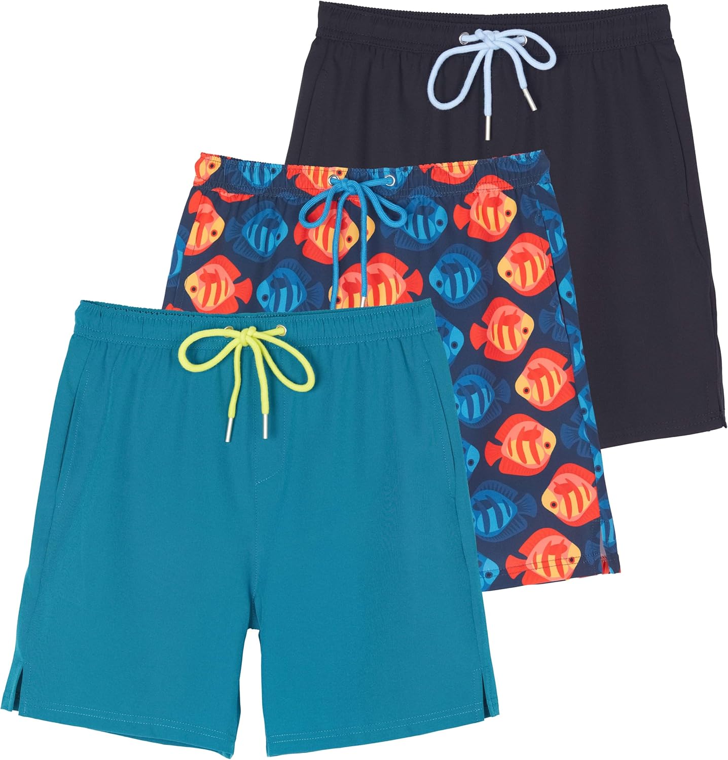 Real Essentials Boys' 2 in 1 Swim Trunks with Compression Liner