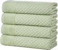 Green Bath Towels 4 Pack 54x27 in - Absorbent, Quick-Dry Set