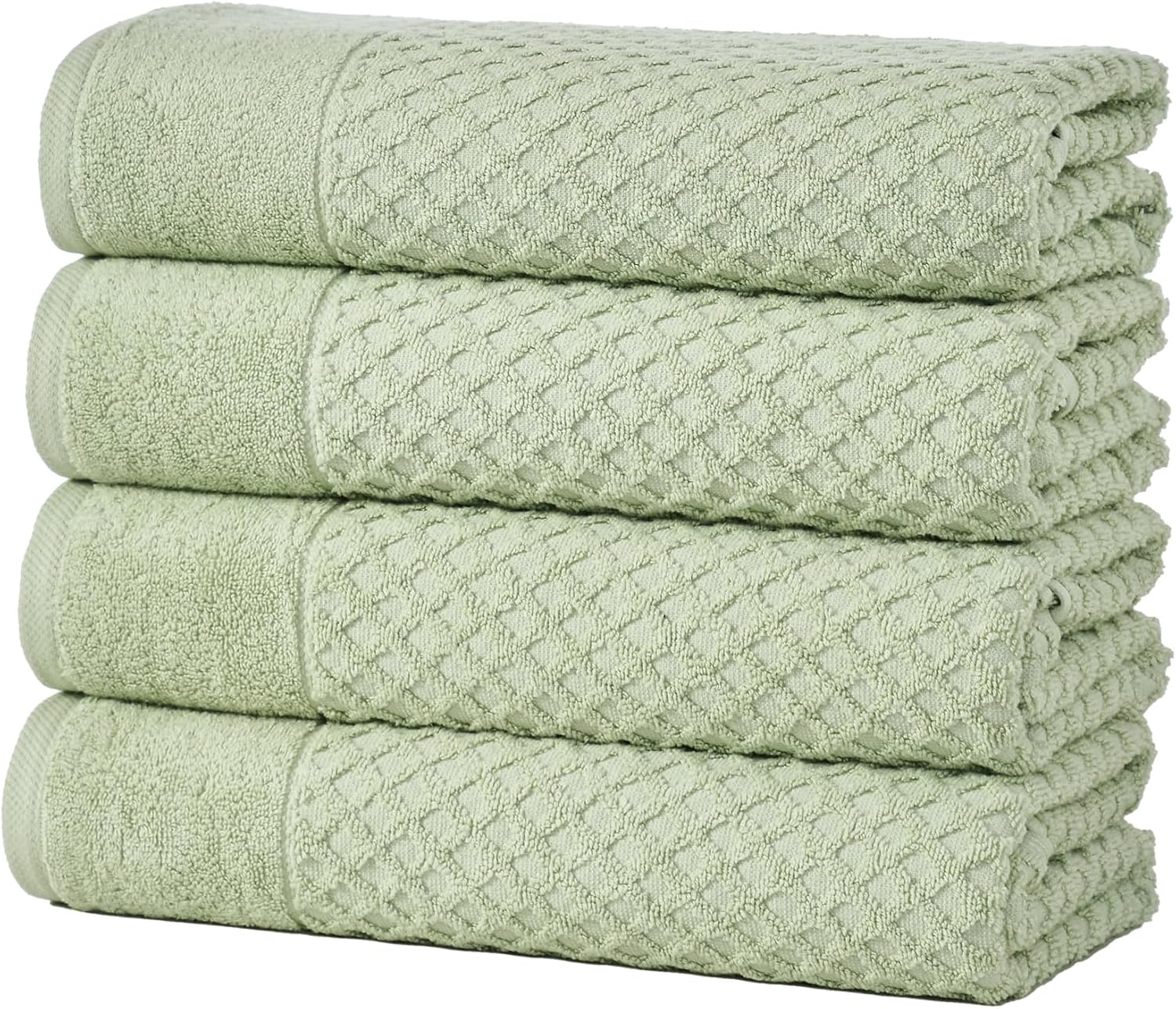 Green Bath Towels - 100% Cotton 4 Pack for Ultimate Comfort