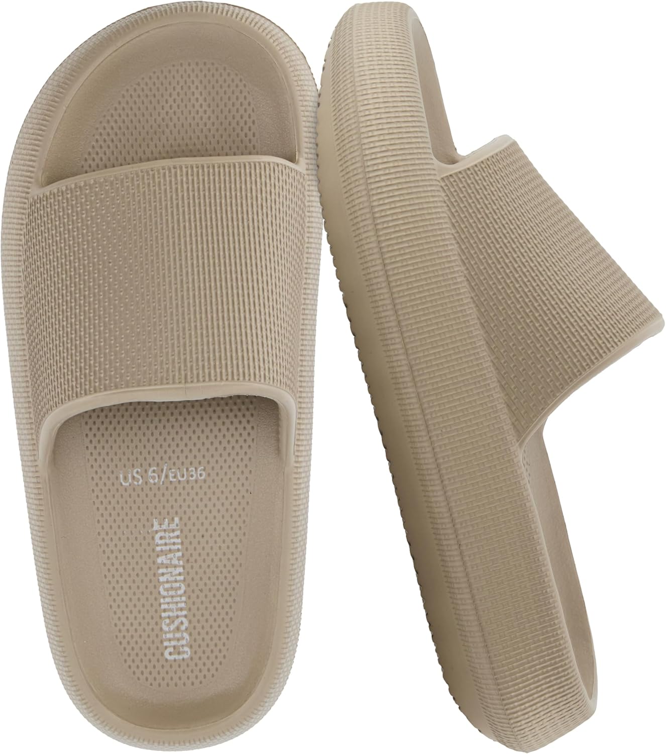 CUSHIONAIRE Feather EVA Slides for Women - Comfortable Slip On