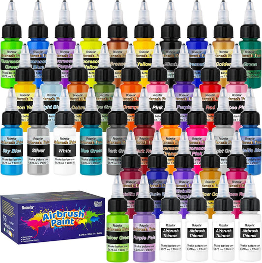 Roizefar Airbrush Paint Set: 36 Colors, Metallic & Neon, Ready to Spray