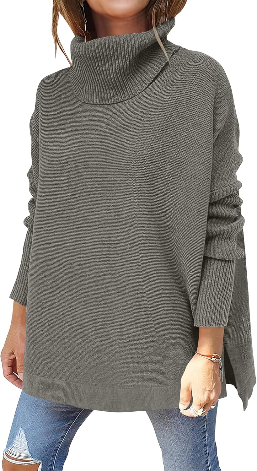 Oversized Turtleneck Batwing Sleeve Sweater for Women