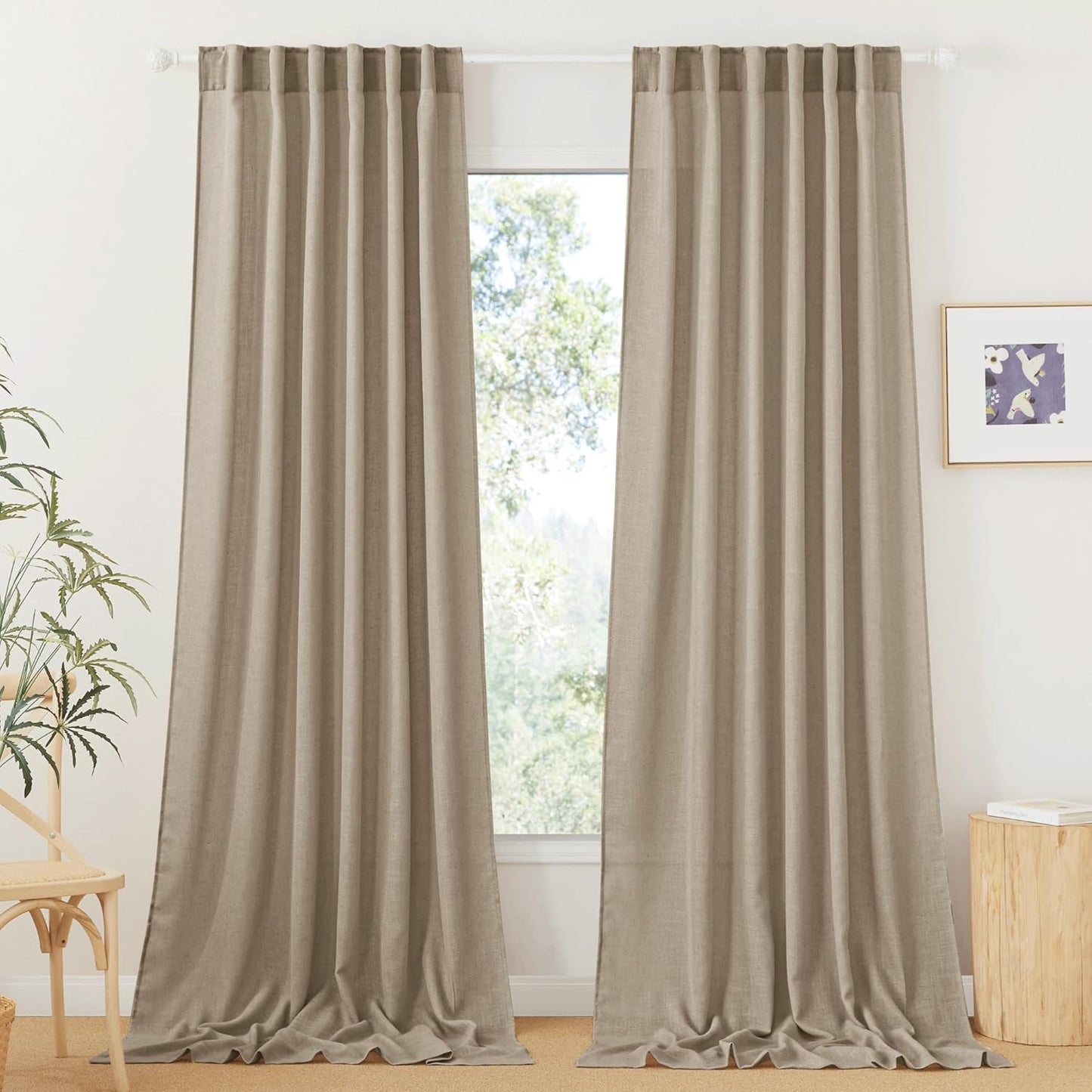 RYB HOME Linen Sheer Curtains for Elegant Light Filtering Privacy