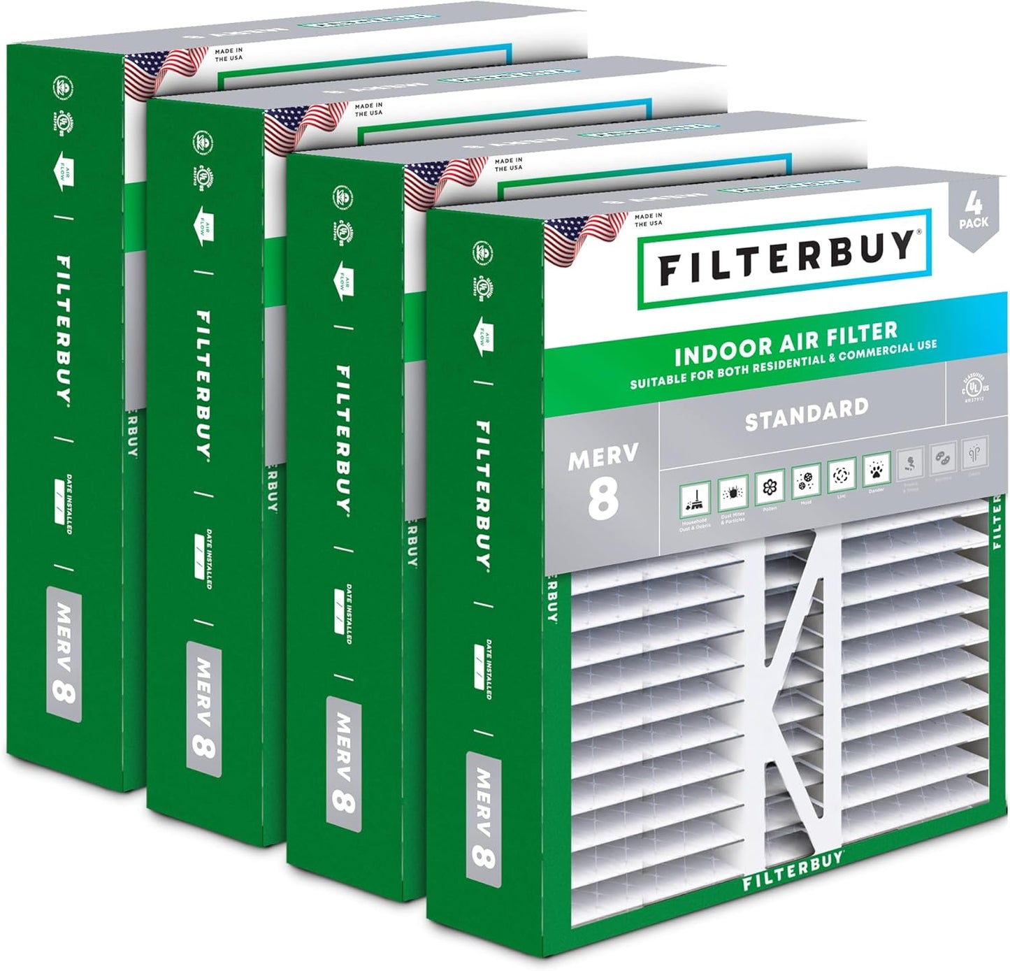 Filterbuy 16x22x5 Air Filter MERV 8 for Dust and Allergies