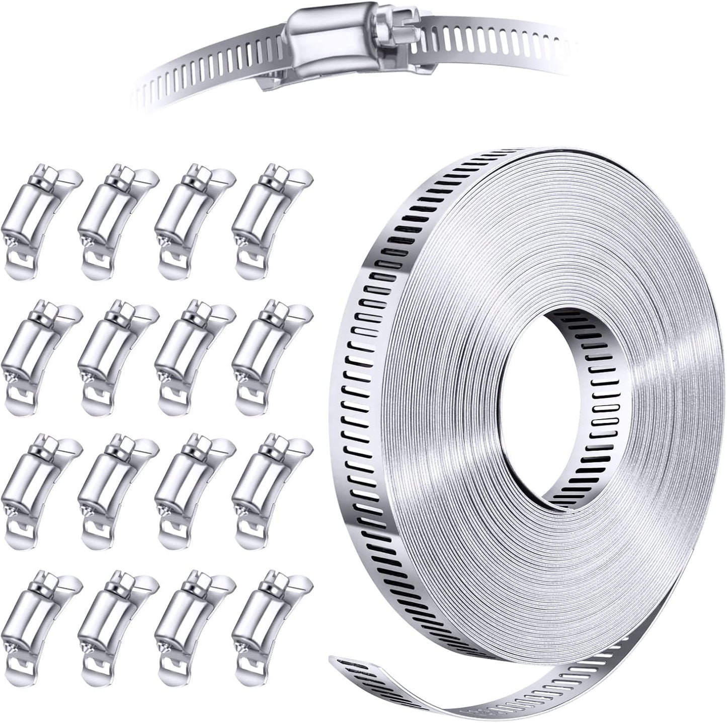 304 Stainless Steel Hose Clamp Assortment Kit for DIY Projects