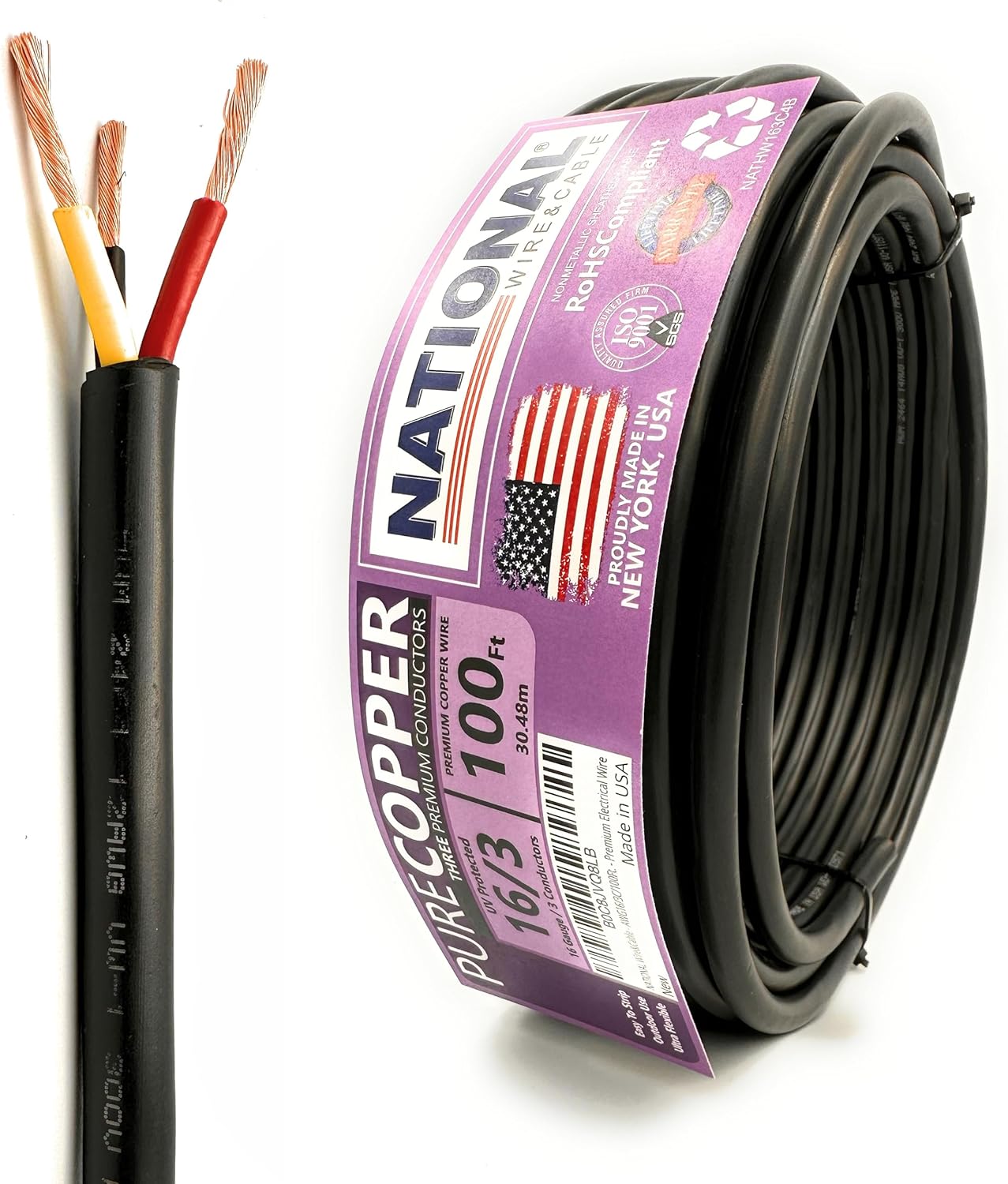 16 AWG 3-Conductor Premium Copper Wire for DIY Projects