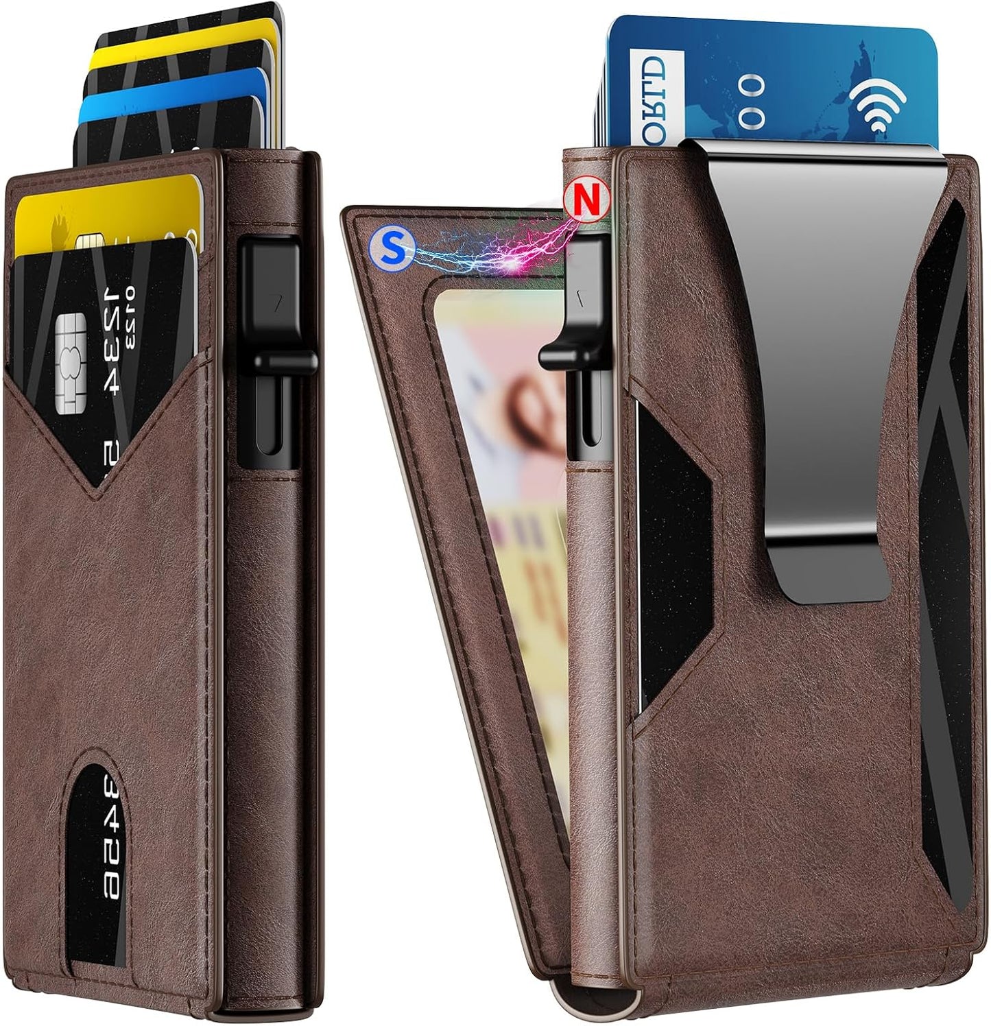 Slim RFID Blocking Wallet for Men with Smart Pop-Up Design