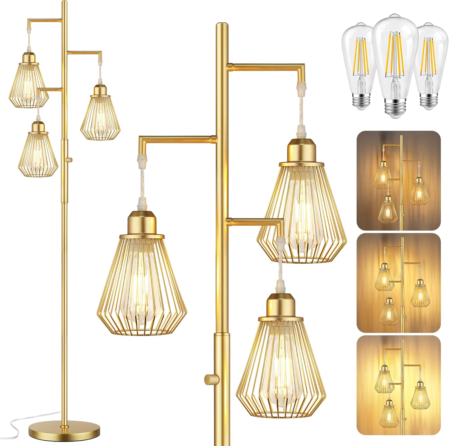 QiMH Industrial Floor Lamp with Stepless Dimming for Home