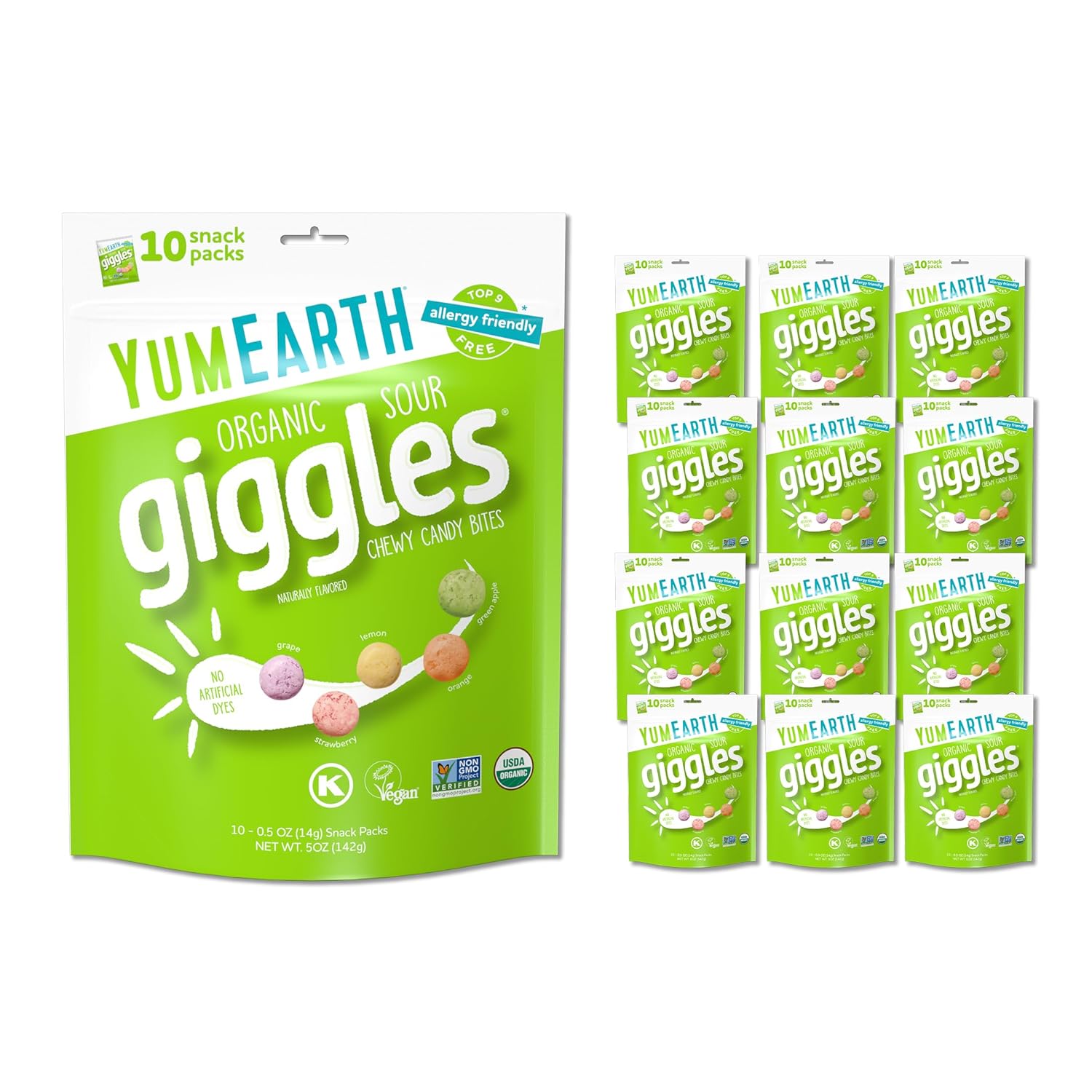 YumEarth Organic Sour Giggles Chewy Candy - Allergy Friendly Treats