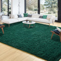 Large Shaggy Area Rug 8x10 ft - Soft Plush Green for Livingroom
