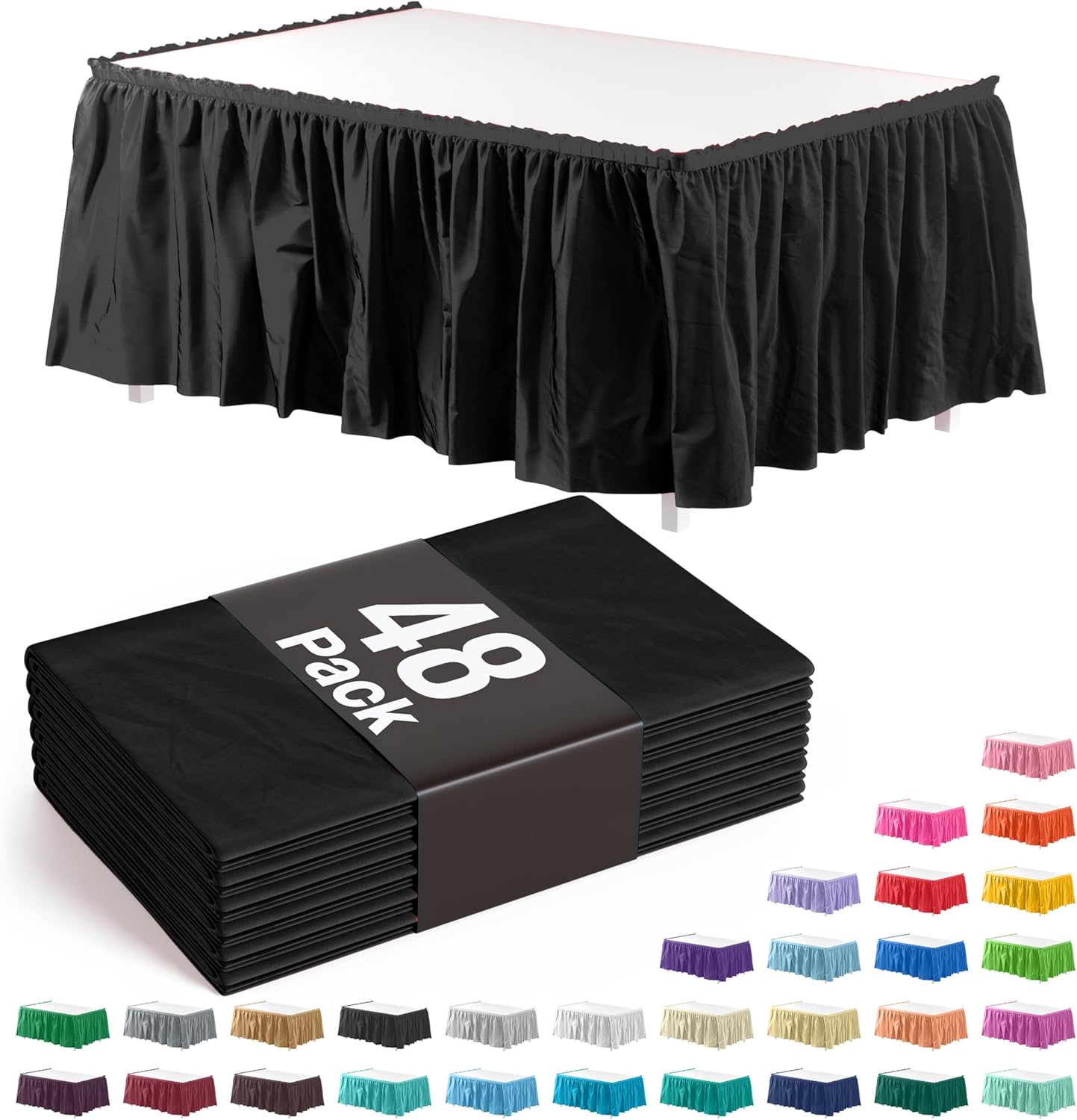 Exquisite Ruffle Table Skirt Black for Elegant Event Decor