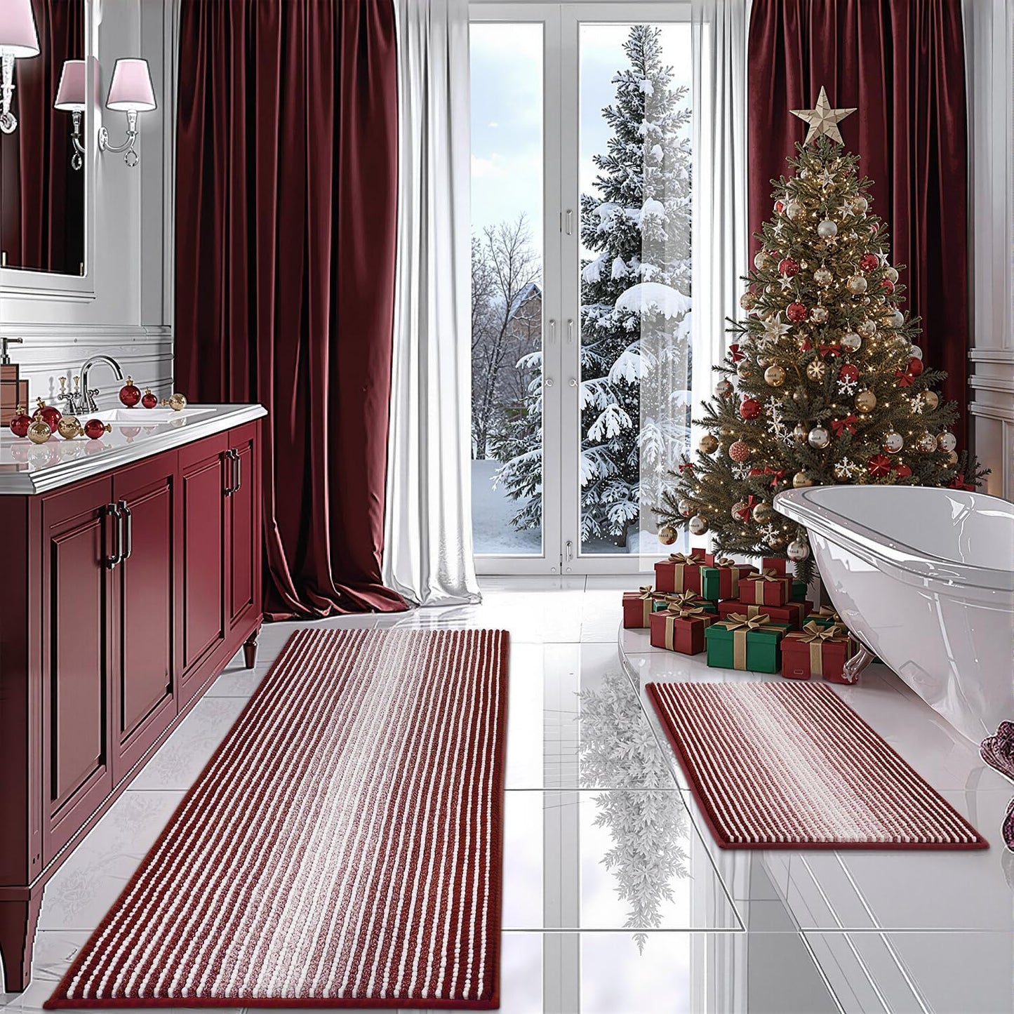 Thick Absorbent Chenille Bath Mat Set for Ultimate Comfort