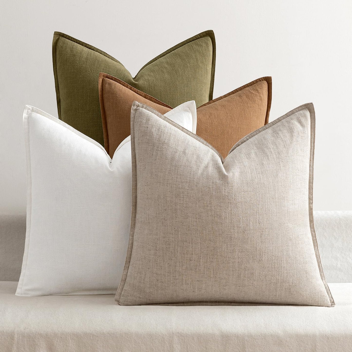 MIULEE Brown Linen Pillow Covers Pack of 4 for Home Decor