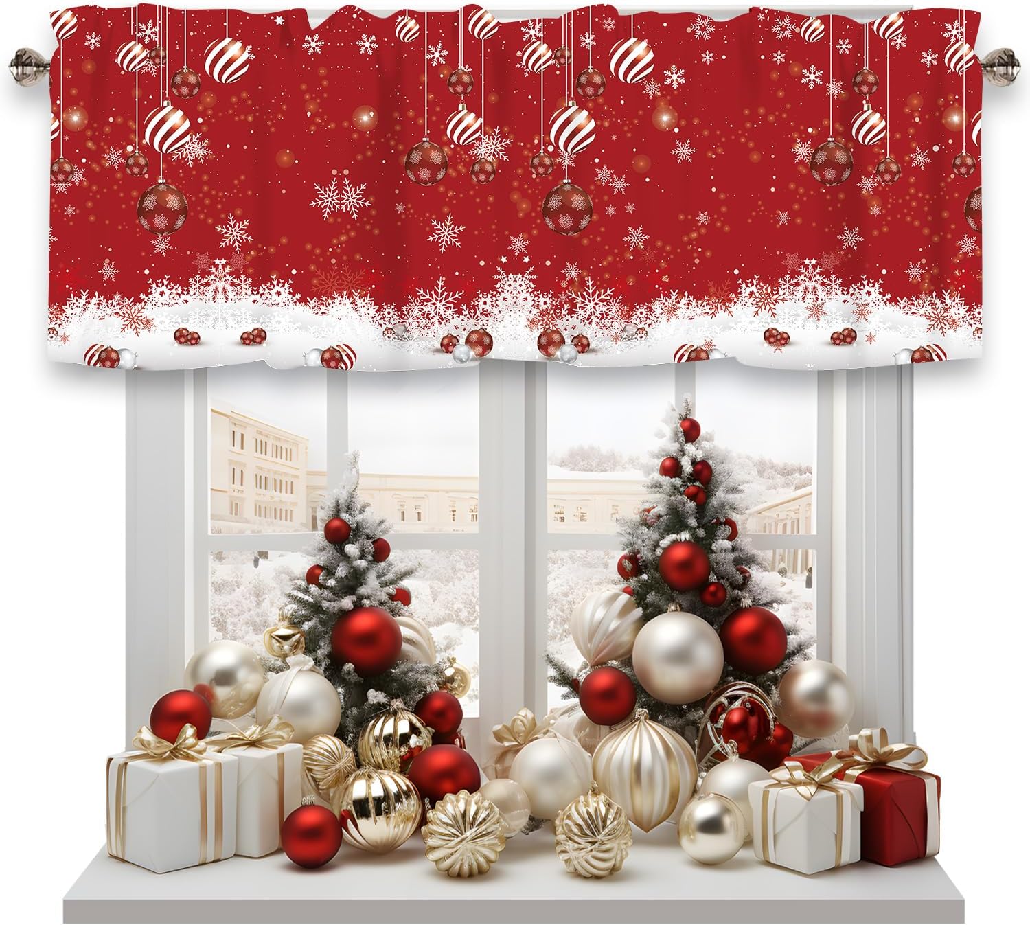 Sparkling Snowflake Christmas Valance - Festive Window Decor