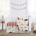 Mod Dino Crib Bedding Set - Neutral Boho Dinosaur Nursery