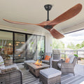 52 Inch Ceiling Fans Without Lights - Quiet DC Motor, Solid Wood