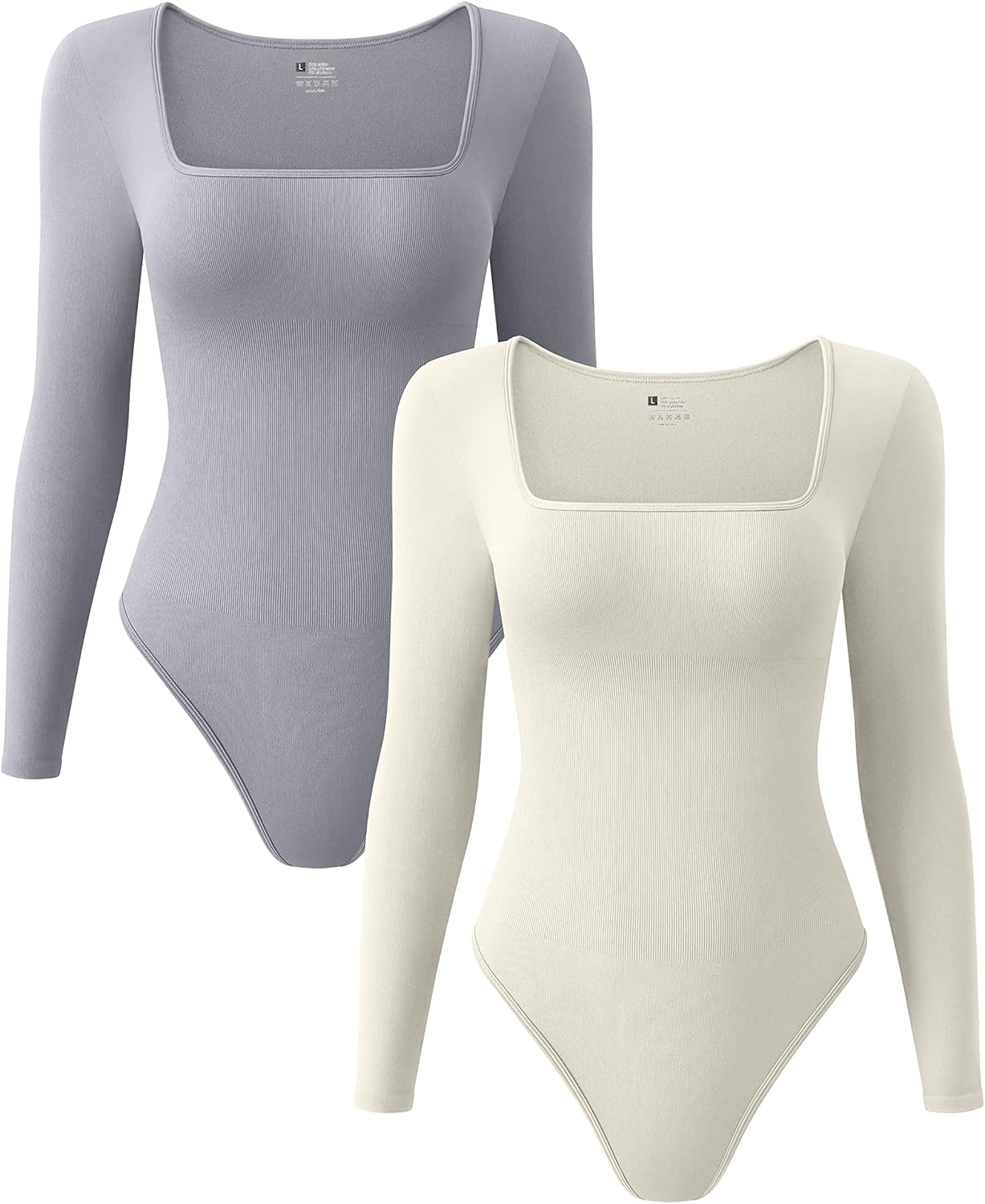 OQQ Women's 2 Piece Bodysuits with Sexy Ribbed Design