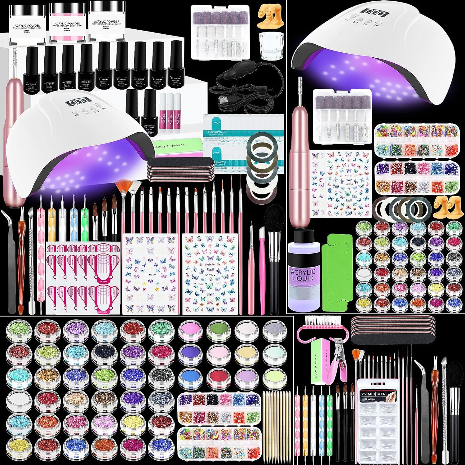 Professional Acrylic Nail Kit for Beginners with UV Light