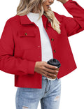 Zeagoo Flannels Cropped Shacket Jacket Plaid Button Down - Cozy