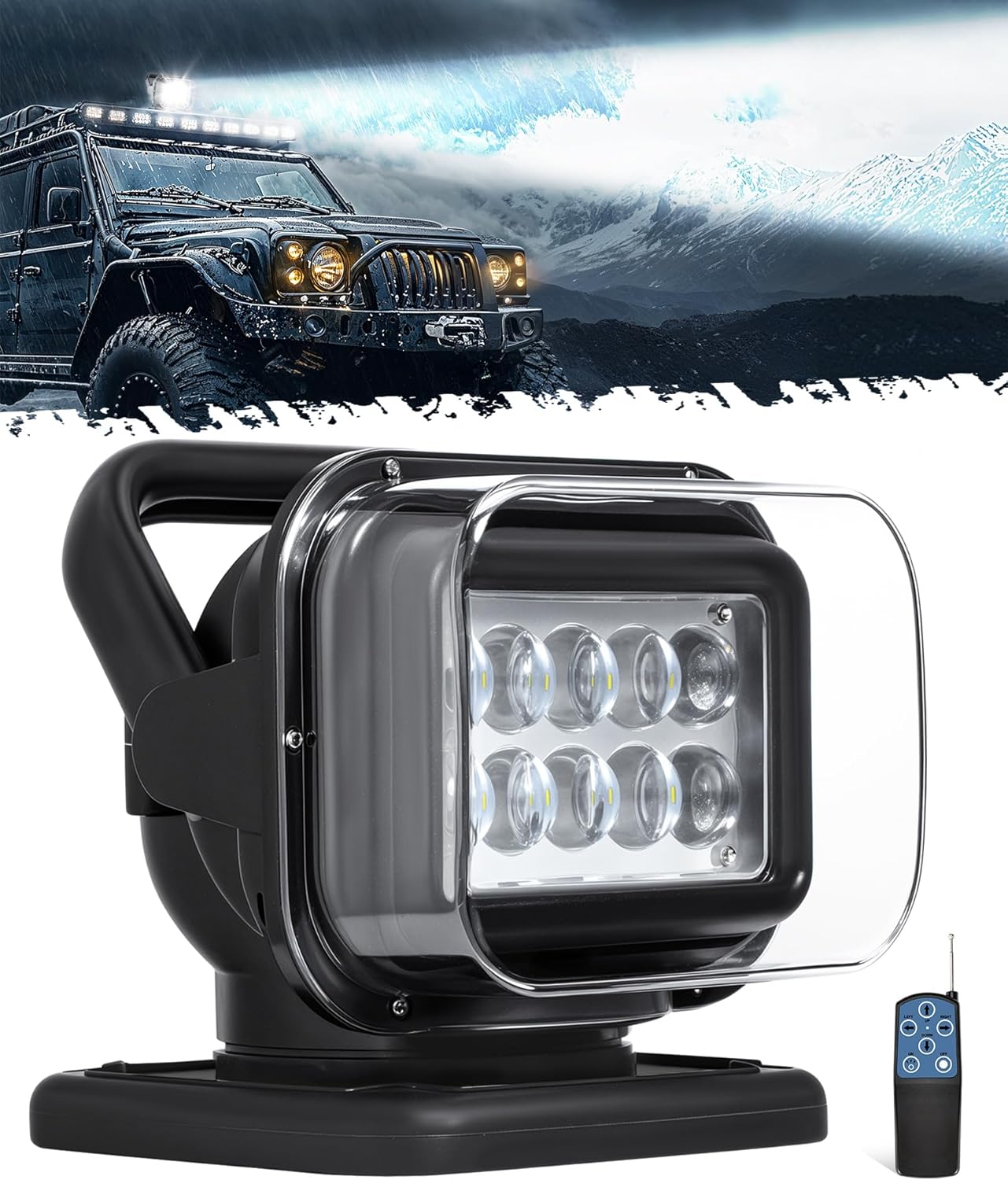 Partsam Remote Control LED Spotlight for Off Road Vehicles