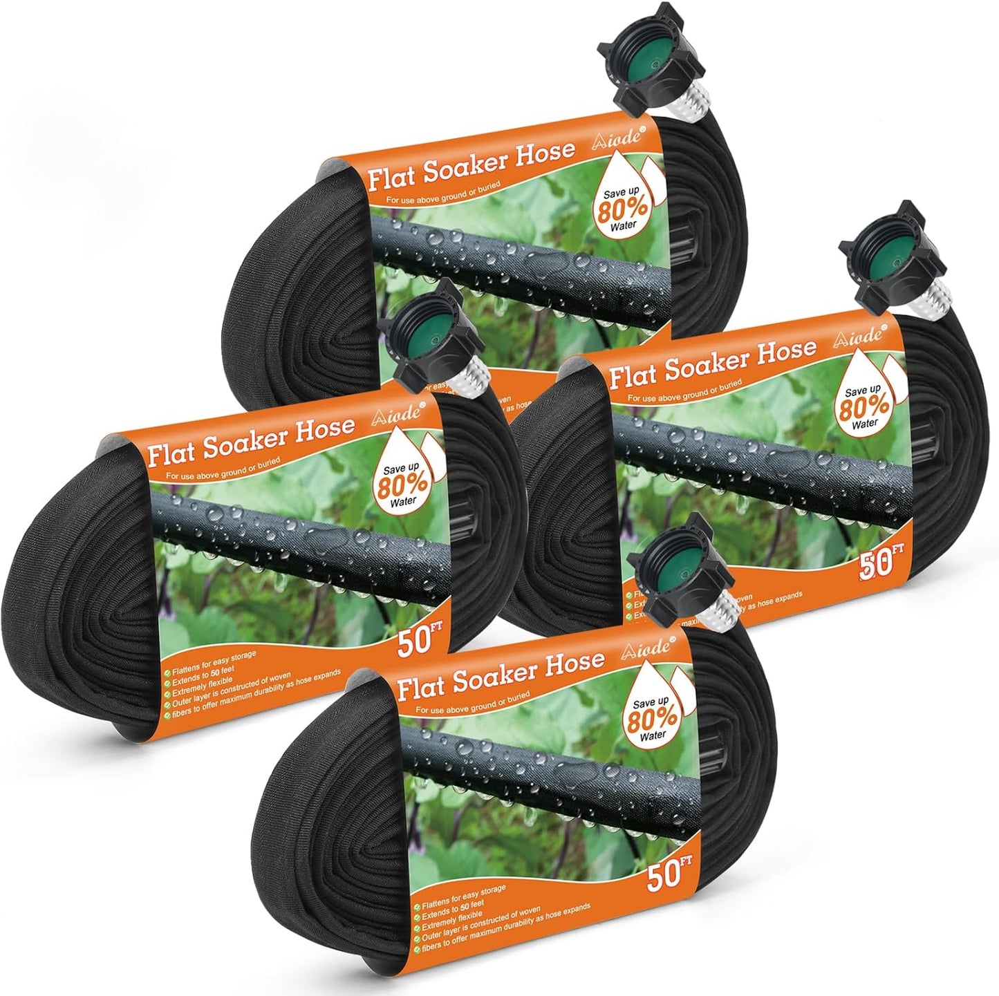 AIODE Flat Soaker Hose 200FT for Efficient Garden Watering