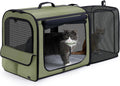 Expandable Green Dog Car Carrier - Lightweight Foldable Travel Crate