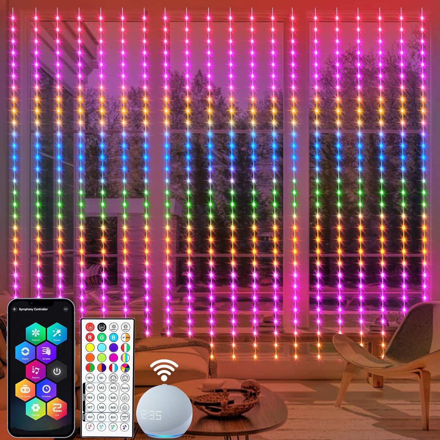 Smart 600 LED Curtain Lights for Home, Wedding, and Party Decor