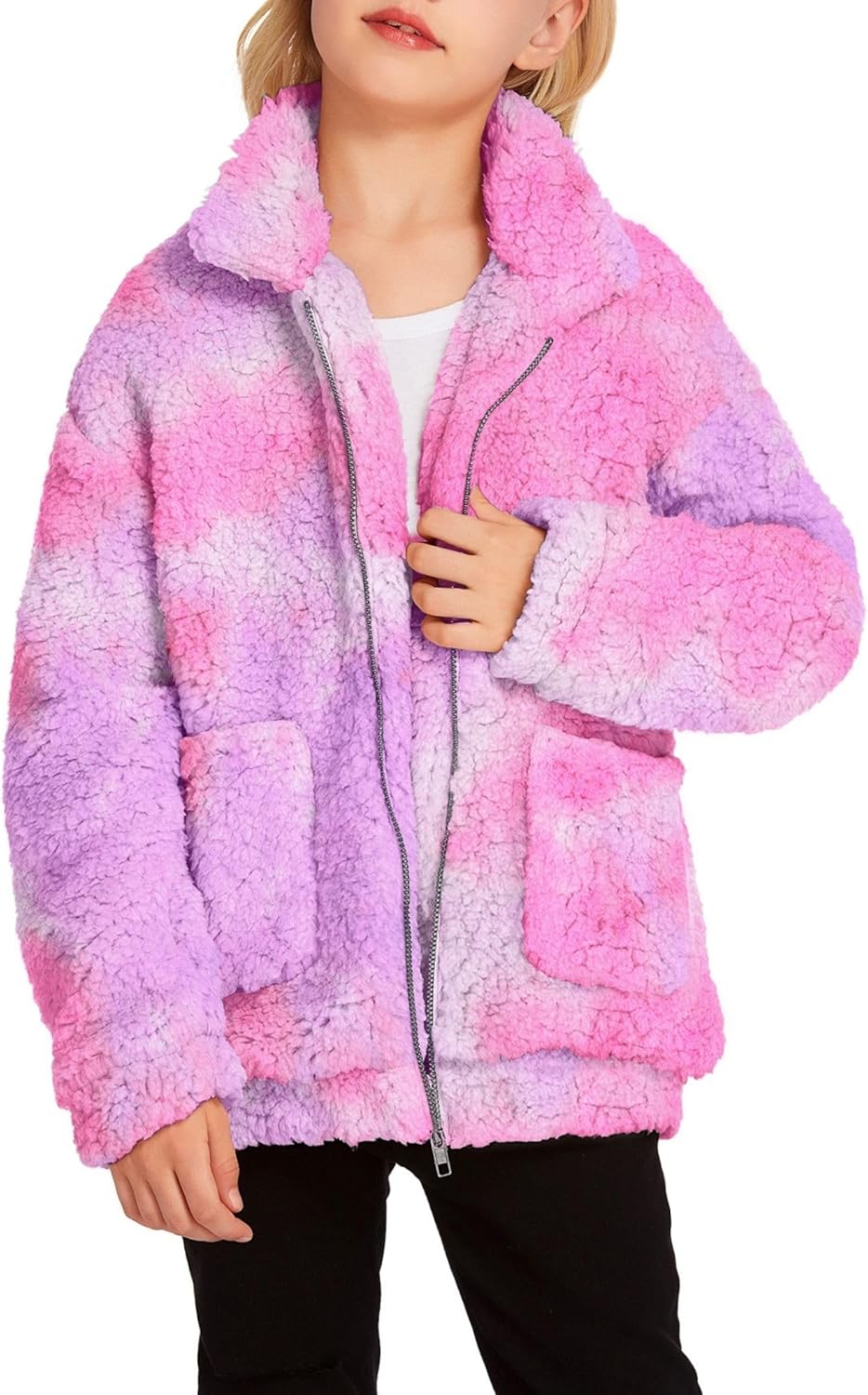 Arshiner Girls Full Zip Fleece Jacket for Cozy Fall Winter Wear
