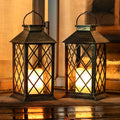 Bronze Solar Lanterns Outdoor Hanging 2 Pack - Flickering Flameless