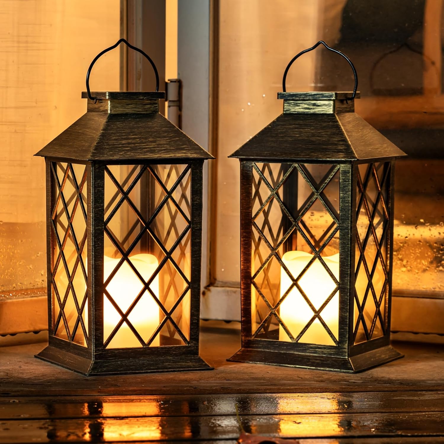 Homemory Solar Lanterns Outdoor Waterproof with Flickering Candles